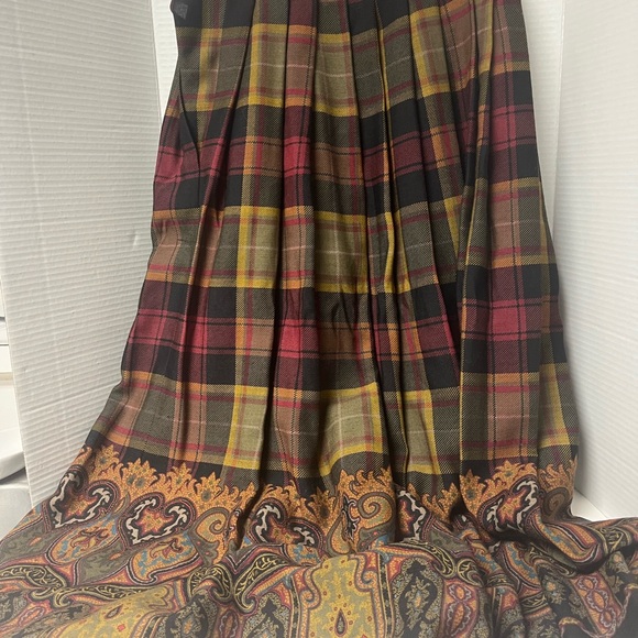 NWT VINTAGE Ralph Lauren Plaid Paisley Pleated skirt Womens Skirt Old Money Sz 4 - Picture 5 of 9